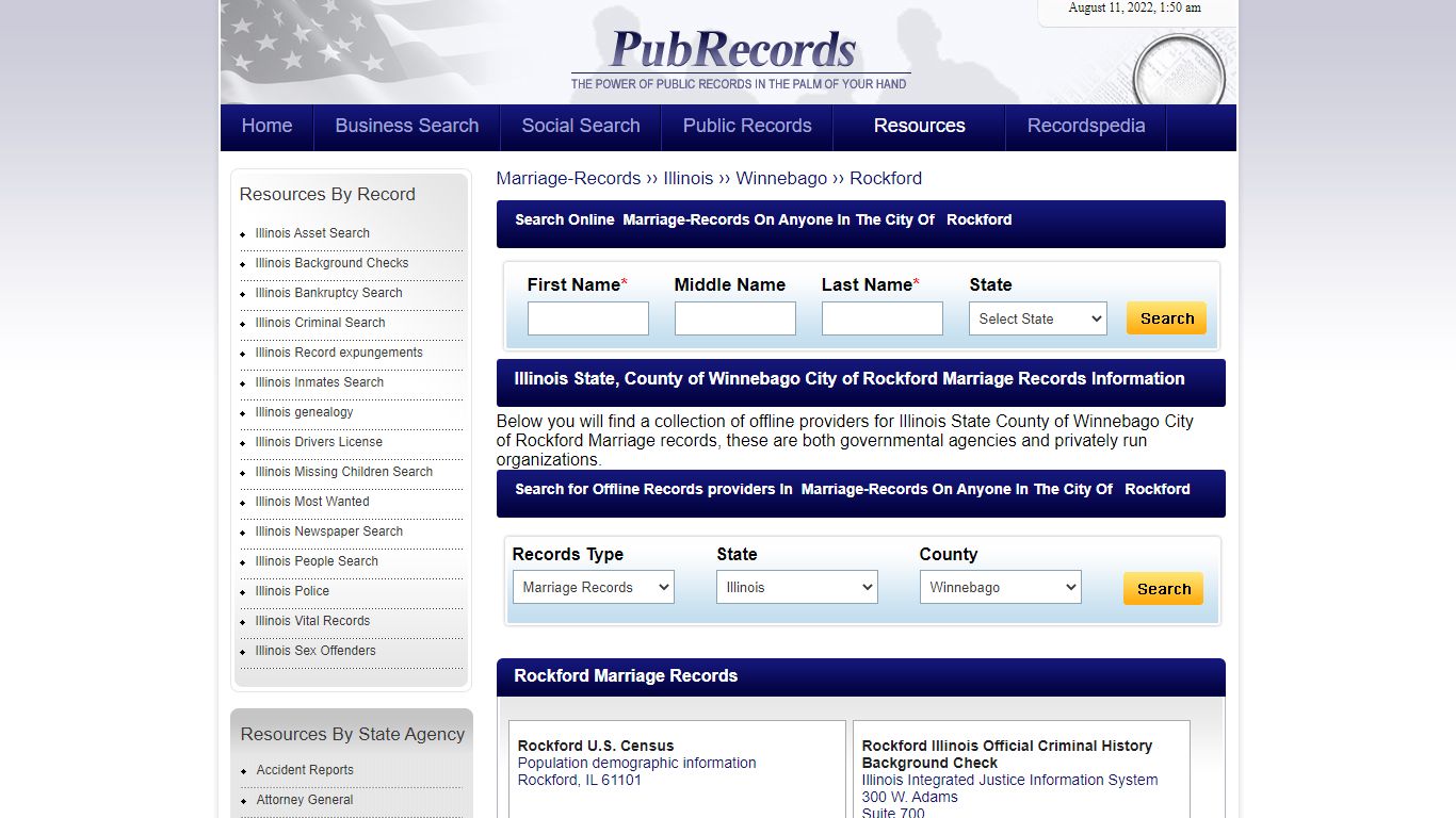 Rockford, Winnebago County, Illinois Marriage Records